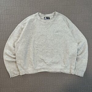 Vtg Y2K Starter Crewneck Sweatshirt Men Large Gray Distressed‎ Boxy Fit 90s